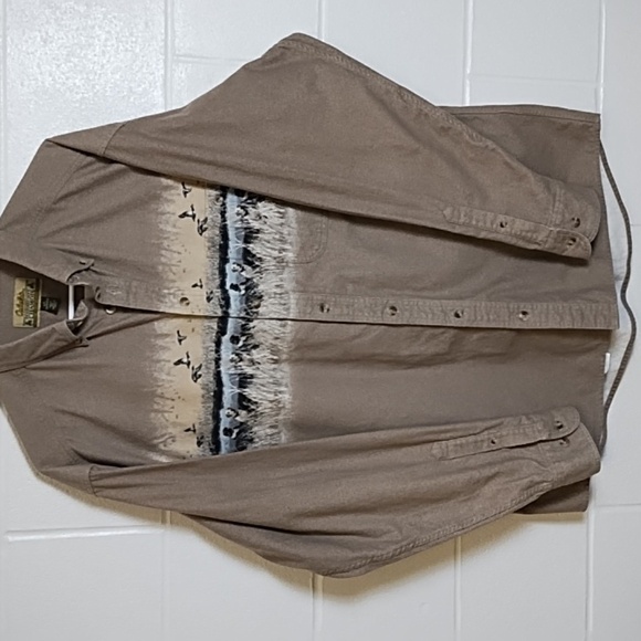 Cabela's Deerskin Soft Chamois Flannel Duck Hunting Button Down Shirt Large NWOT - Picture 1 of 11